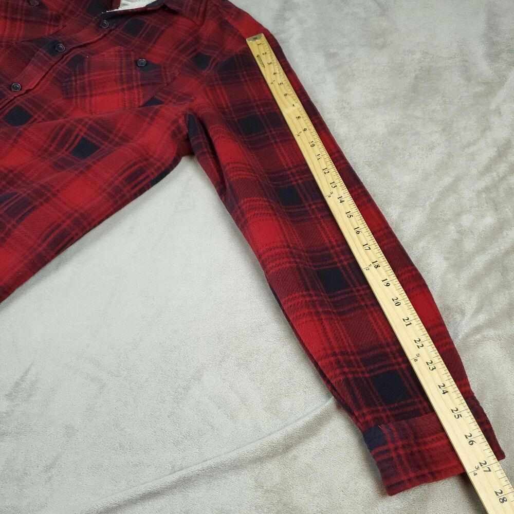 Coleman Sherpa Lined Fleece Jacket Shirt Mens Large Red Plaid Button Up Outdoor - Picture 8 of 11
